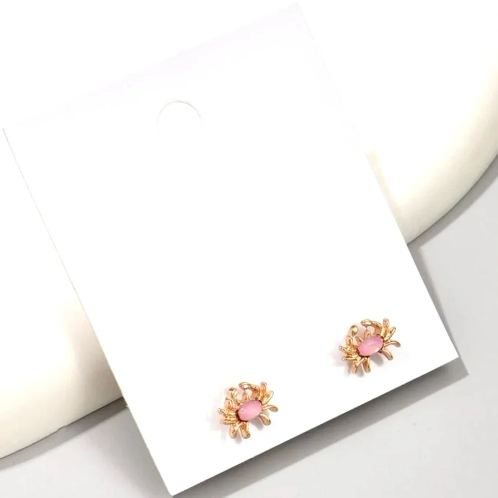 “Pink Smithsonite Crab Shell” Coastal Beach Shore Sand Crustacean Shellfish Stud